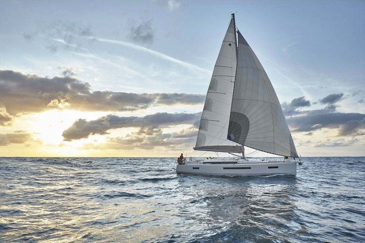 Exterior view of Bellatrix, a Jeanneau Sun Odyssey 490 sailboat at Preveza, Greece