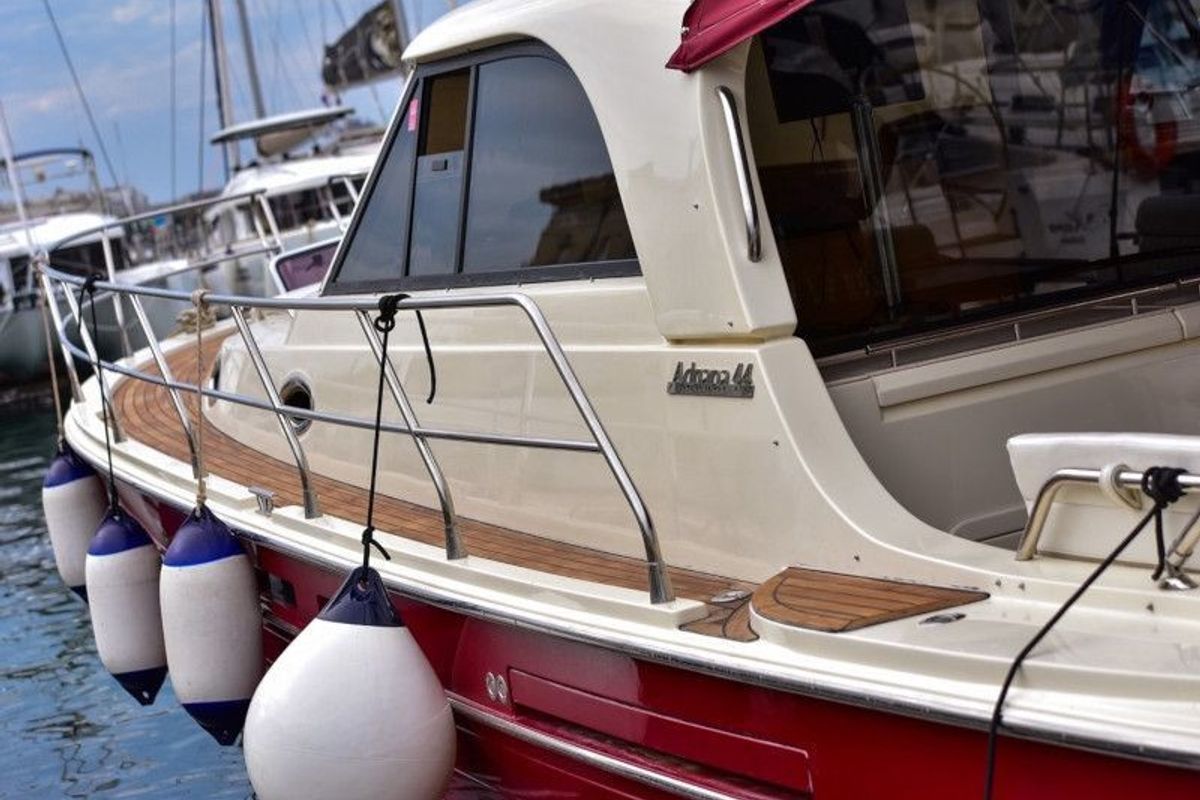 Exterior view of Renesansa, a SAS - Vektor Adriana 44 motorboat at Zadar, Croatia