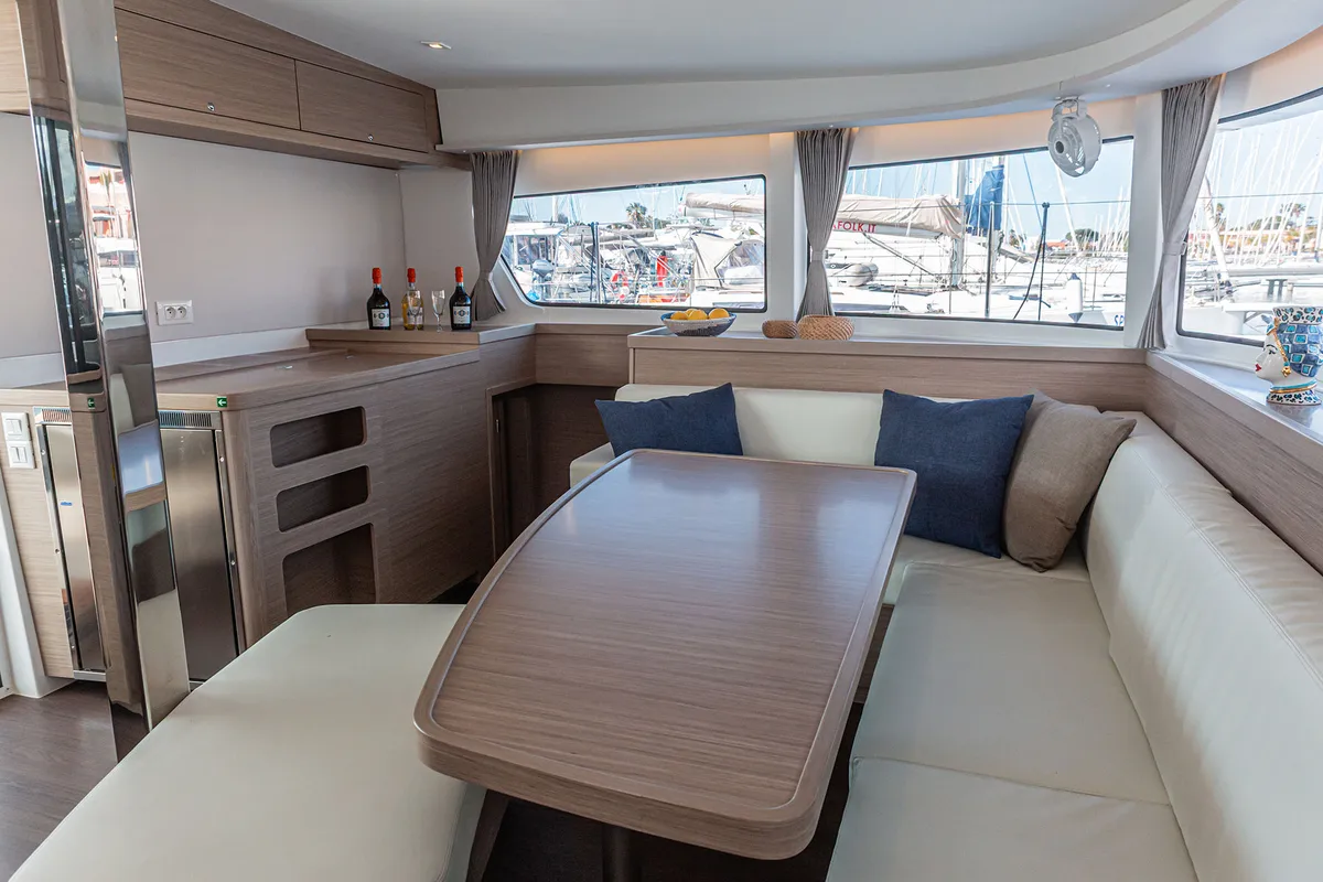 Salon of Almalu, a Lagoon 42 catamaran at Tonnarella, Italy