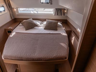 Cabin on Almalu, a Lagoon 42 catamaran at Tonnarella, Italy