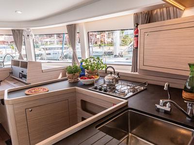 Galley of Almalu, a Lagoon 42 catamaran at Tonnarella, Italy