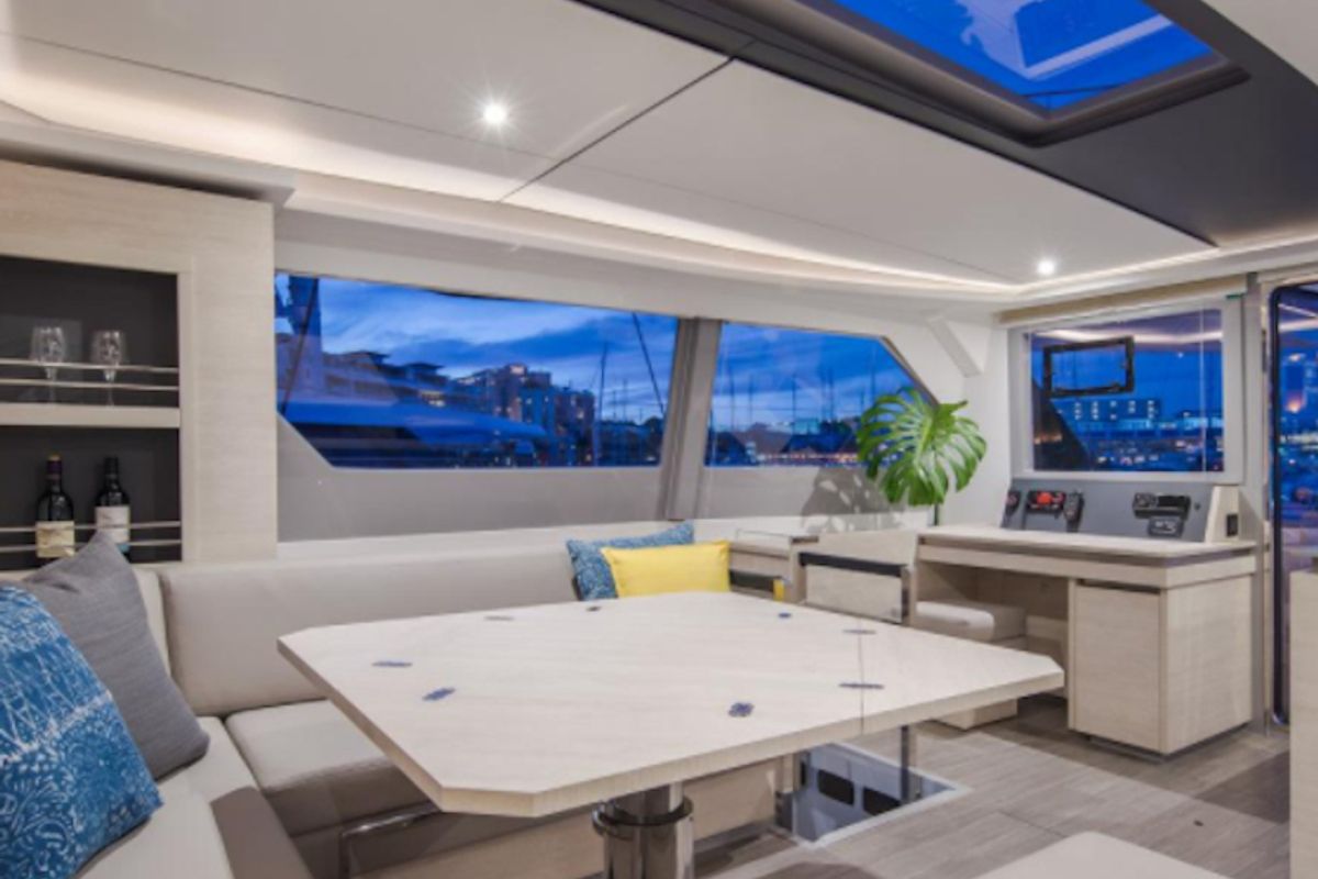 Salon of Moorings 5000 Exclusive Plus, a Leopard 50 catamaran at Road Town, British Virgin Islands