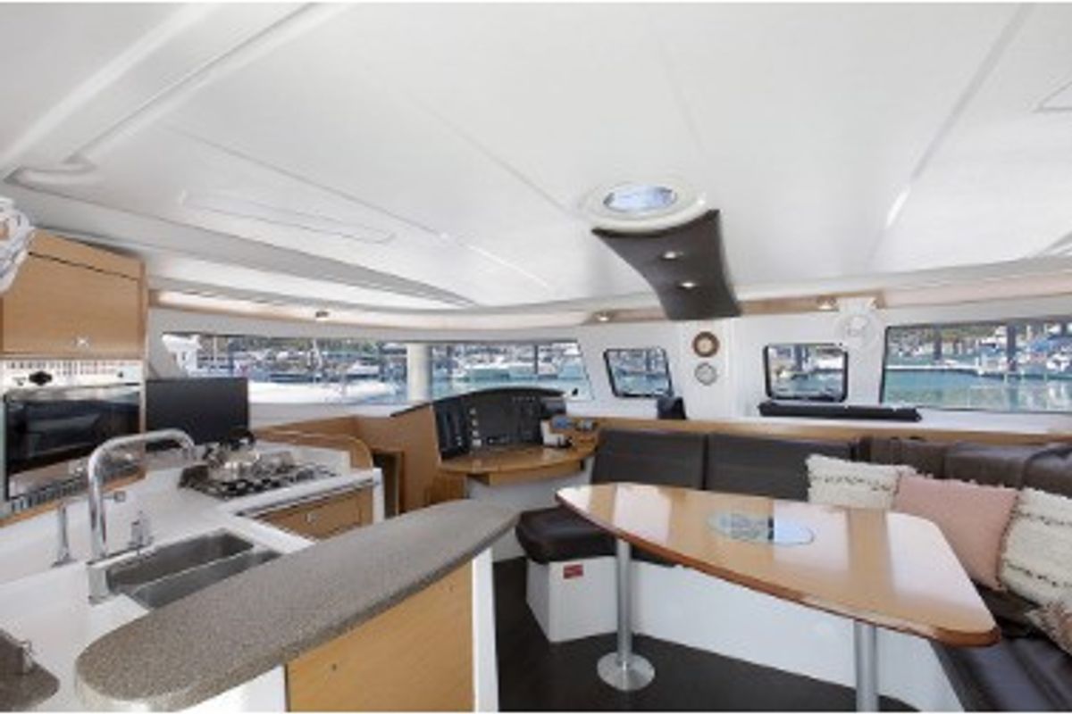 Galley of Mariona, a Fountaine Pajot Lipari 41 catamaran at Roses, Spain