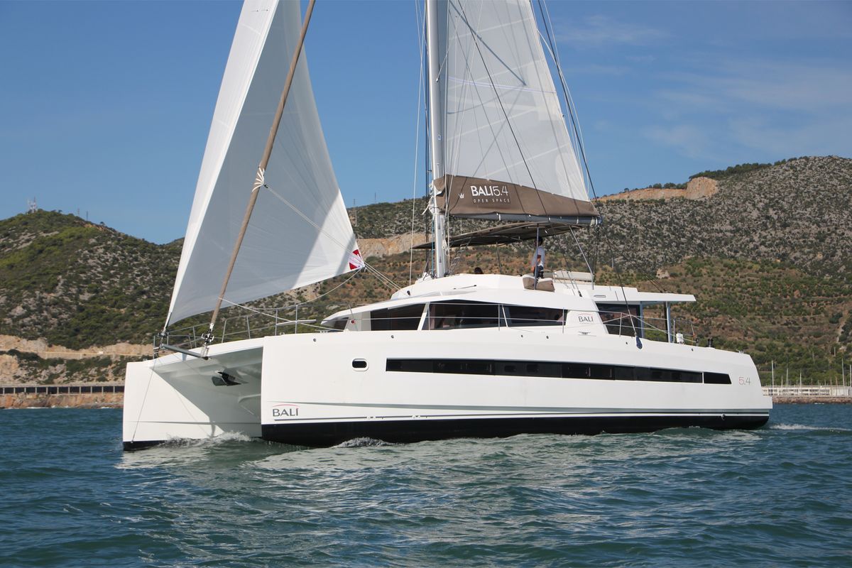 Exterior view of ONLY ONE LIFE, a Bali 5.4 catamaran at Sitges, Spain