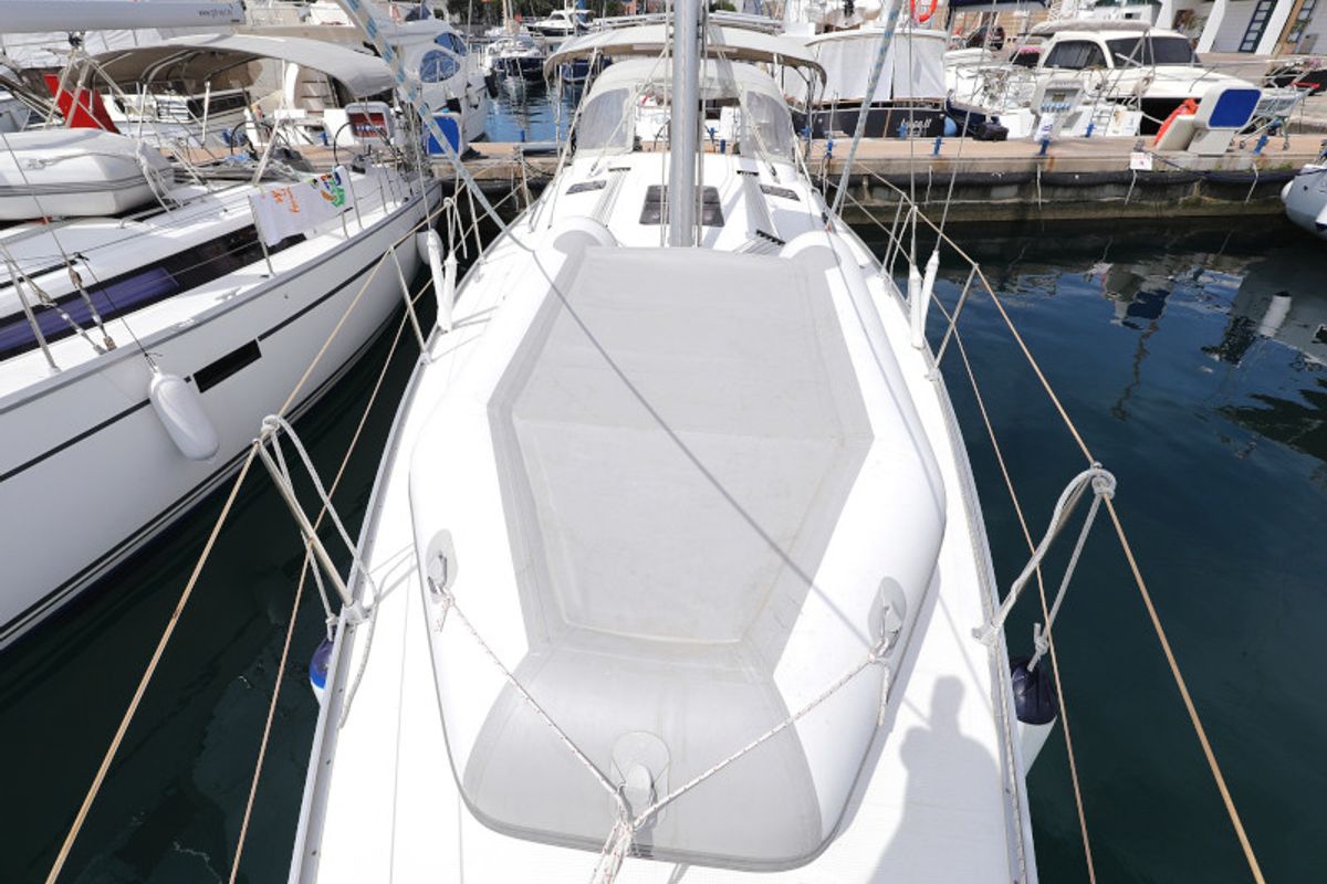 Deck of Petra M, a Bavaria 36 Cruiser sailboat at Zadar, Croatia