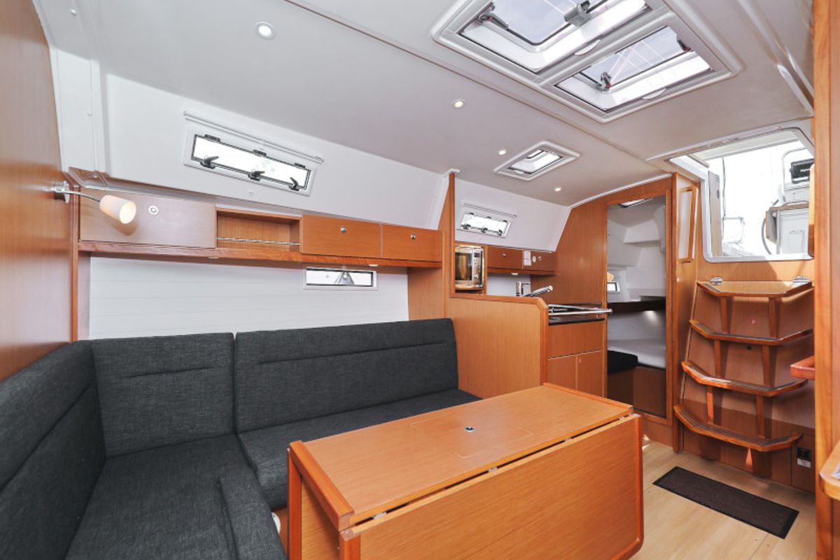 Salon of Petra M, a Bavaria 36 Cruiser sailboat at Zadar, Croatia