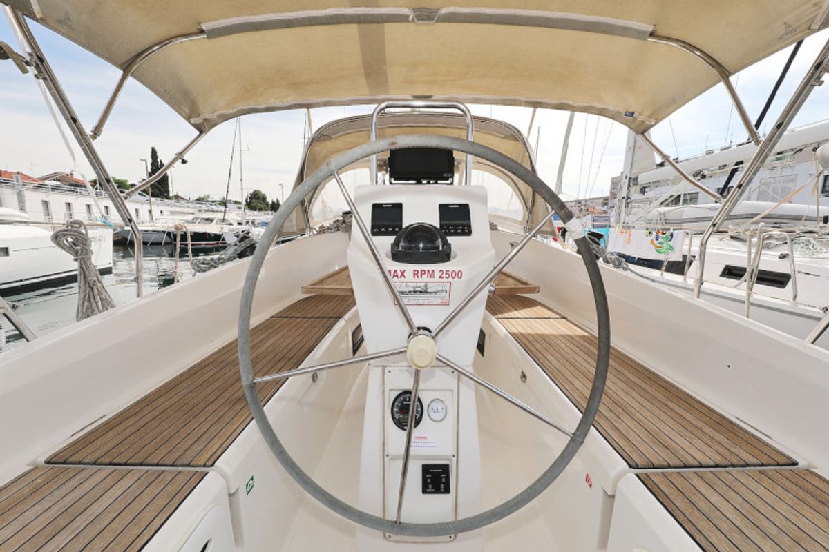 Cockpit of Petra M, a Bavaria 36 Cruiser sailboat at Zadar, Croatia