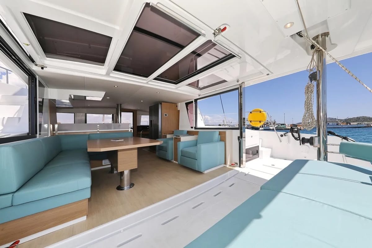 Deck of Brain, a Bali 4.6 catamaran at Grad Vodice, Croatia