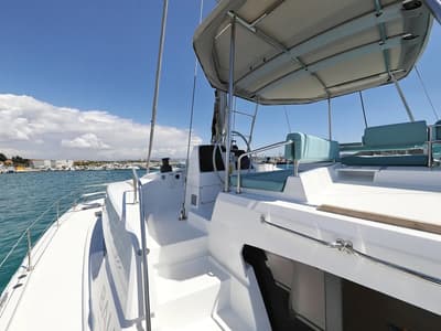 Deck of Brain, a Bali 4.6 catamaran at Grad Vodice, Croatia