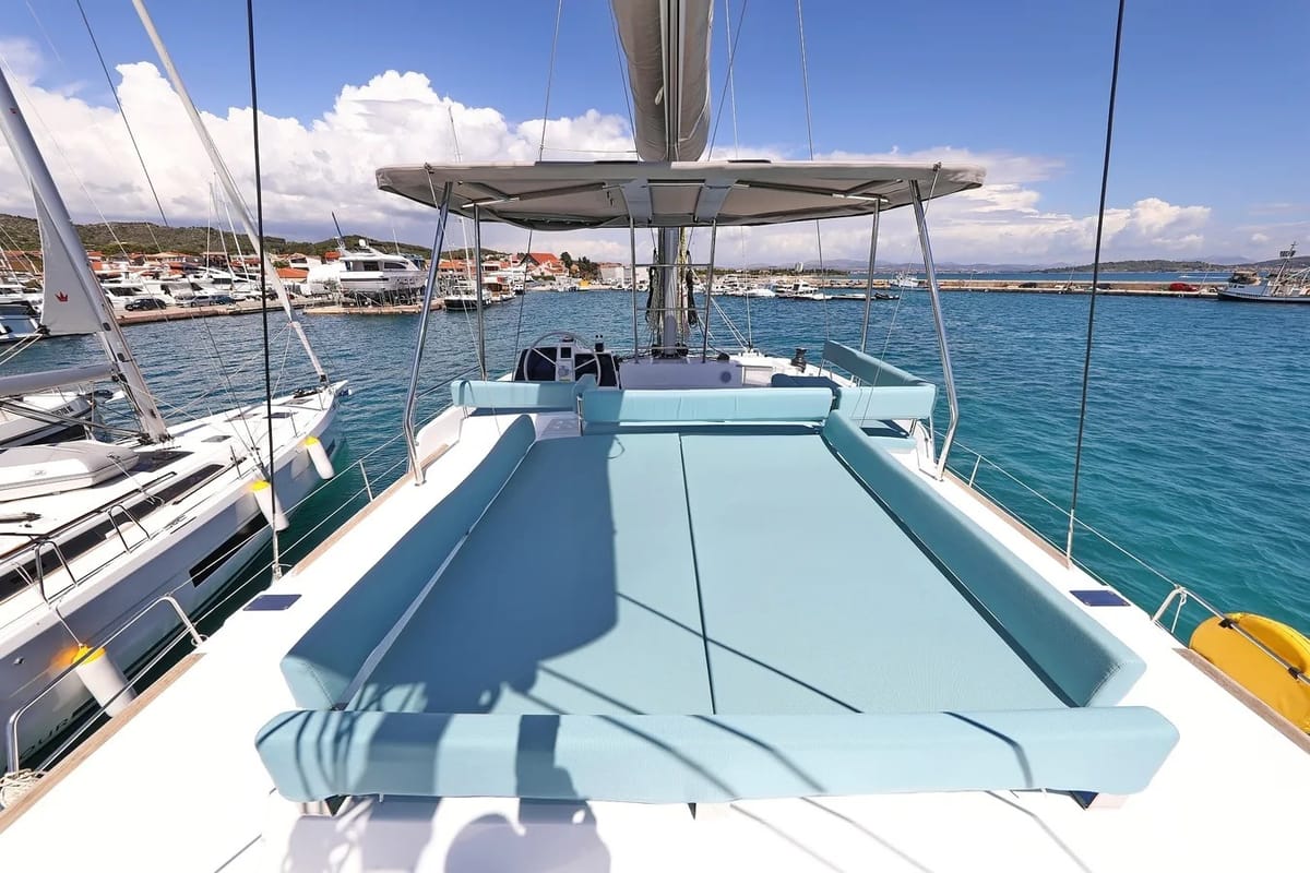 Deck of Brain, a Bali 4.6 catamaran at Grad Vodice, Croatia