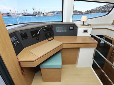 Cockpit of Brain, a Bali 4.6 catamaran at Grad Vodice, Croatia