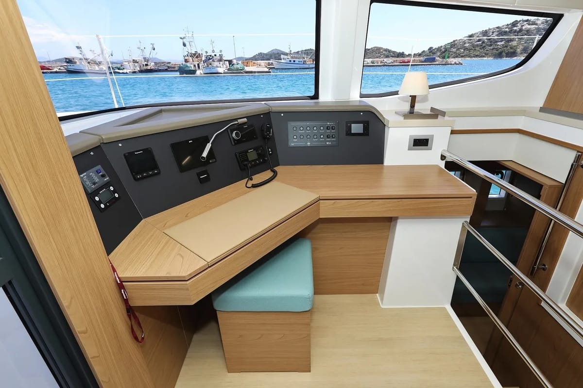 Cockpit of Brain, a Bali 4.6 catamaran at Grad Vodice, Croatia
