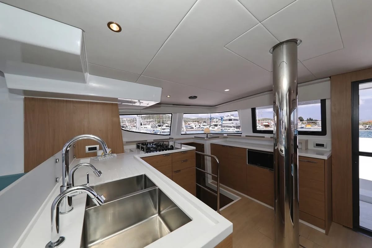 Galley of Brain, a Bali 4.6 catamaran at Grad Vodice, Croatia