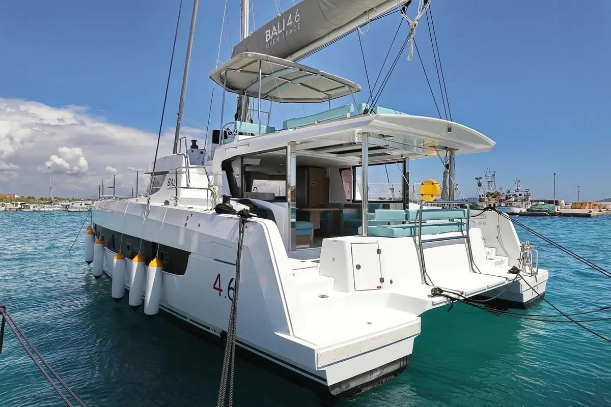 Exterior view of Brain, a Bali 4.6 catamaran at Grad Vodice, Croatia
