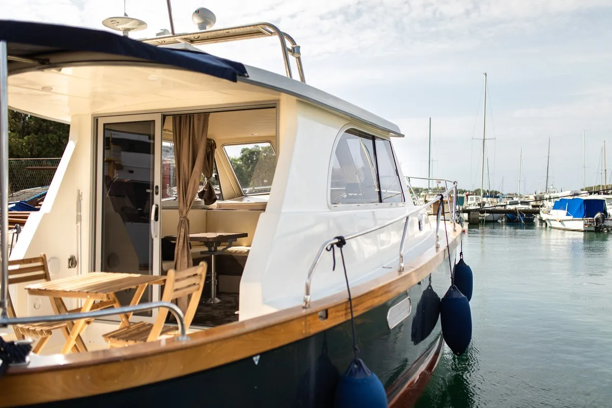 Exterior view of Paola, a Brodoremont Punat Adria Mare 38 yacht at Punat, Croatia