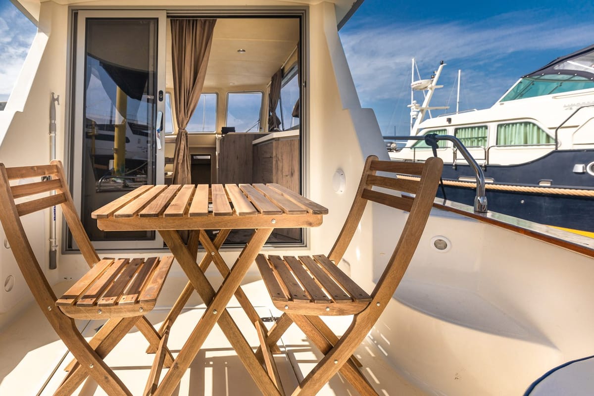Deck of Paola, a Brodoremont Punat Adria Mare 38 yacht at Punat, Croatia