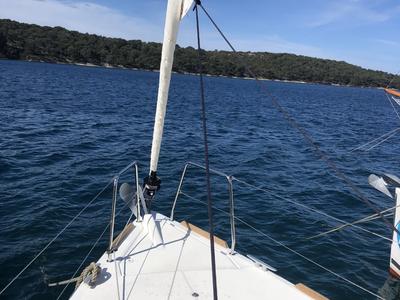 Deck of Nara, a Jeanneau Sun Odyssey 349 sailboat at Mali Lošinj, Croatia