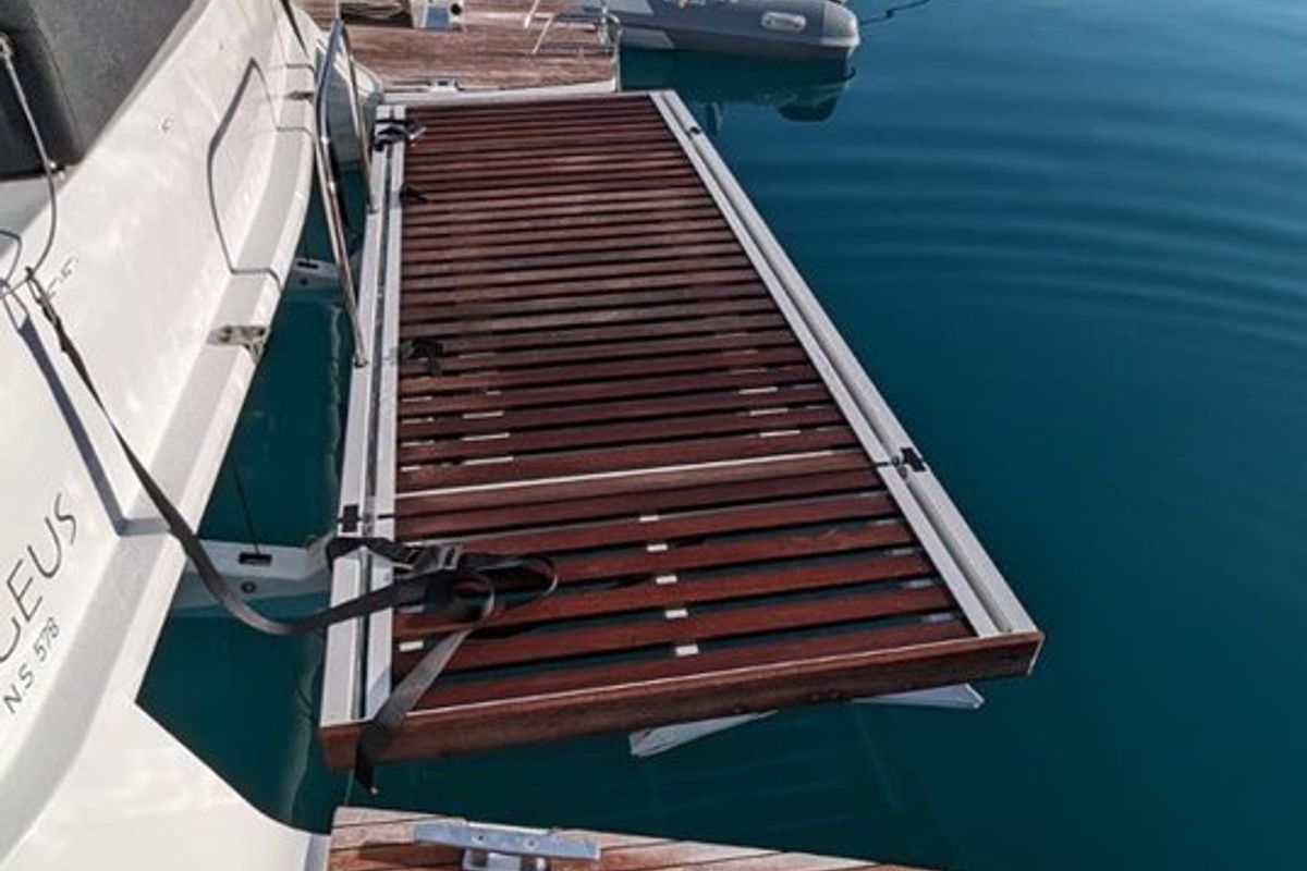 Deck of Aegeus, a Lagoon 51 catamaran at Piraeus, Greece