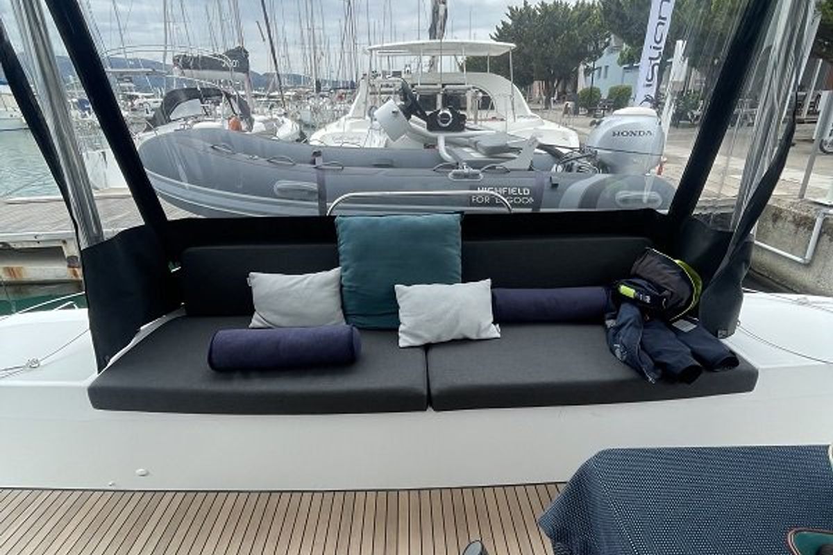 Deck of Aegeus, a Lagoon 51 catamaran at Piraeus, Greece