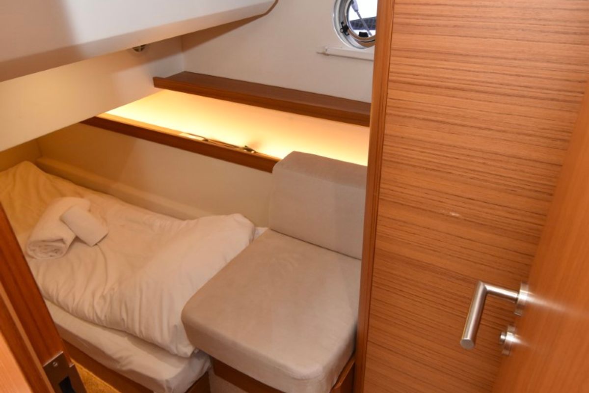 Cabin on Skien, a Greenline 39 motorboat at Porsgrunn, Norway