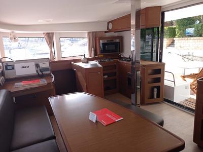 Salon of Claudia, a Lagoon 42 catamaran at Palermo, Italy