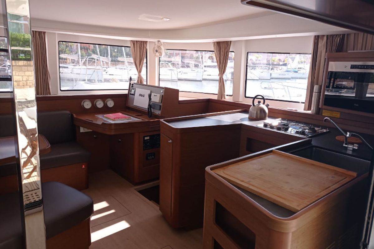 Galley of Claudia, a Lagoon 42 catamaran at Palermo, Italy