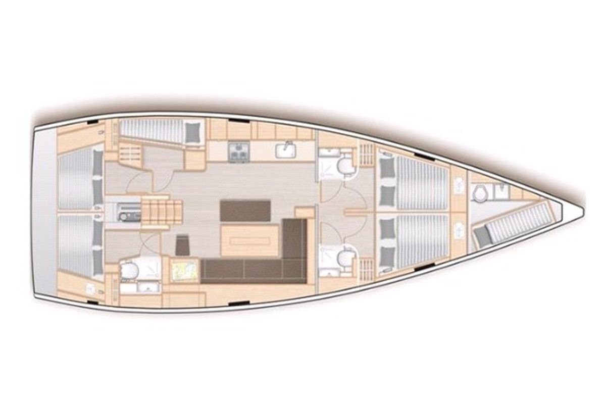 Floor plan of BOX OF CHOCOLATE, a Hanse Yachts Hanse 508 sailboat at Punat, Croatia