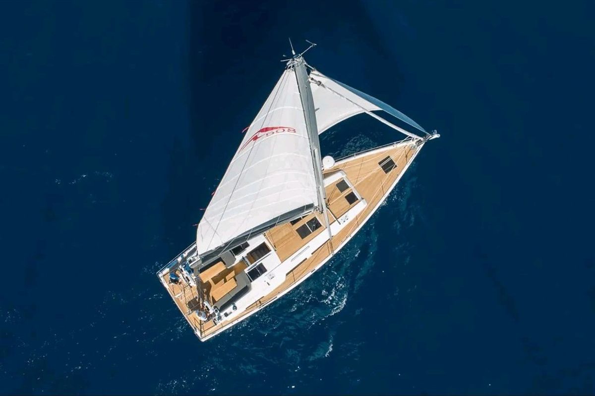 Exterior view of BOX OF CHOCOLATE, a Hanse Yachts Hanse 508 sailboat at Punat, Croatia