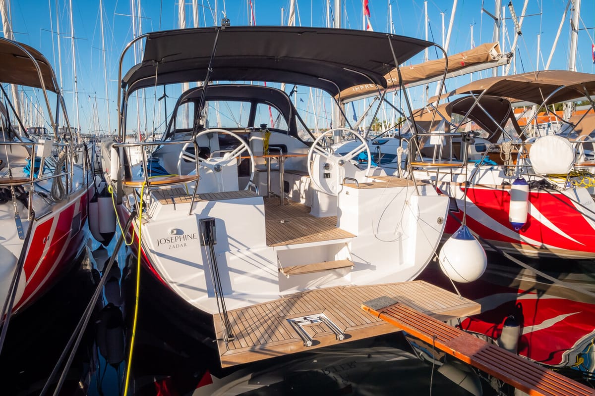 Exterior view of Josephine, a Elan Impression 45.1 sailboat at Grad Biograd na Moru, Croatia