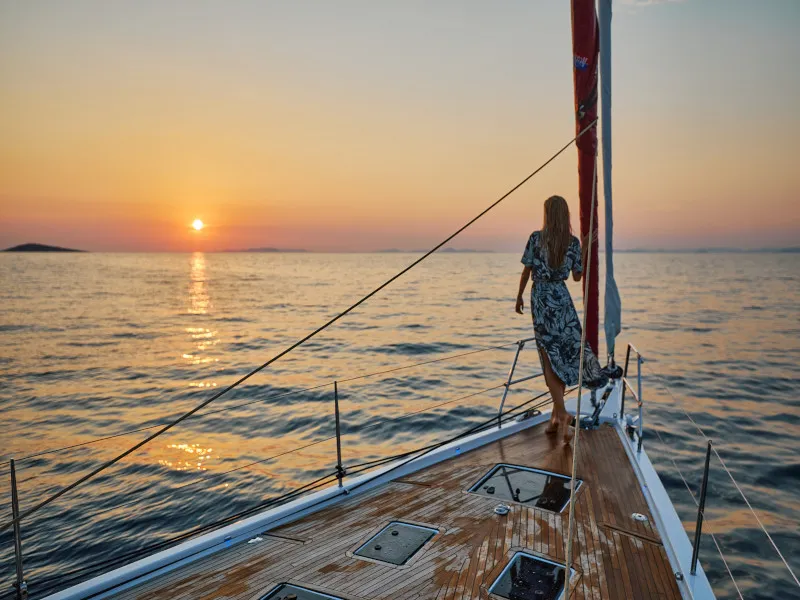 Deck of KABUKI, a Dufour 56 Exclusive sailboat at Primošten, Croatia
