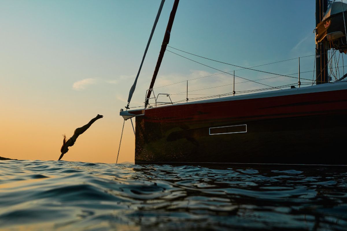 Exterior view of KABUKI, a Dufour 56 Exclusive sailboat at Primošten, Croatia