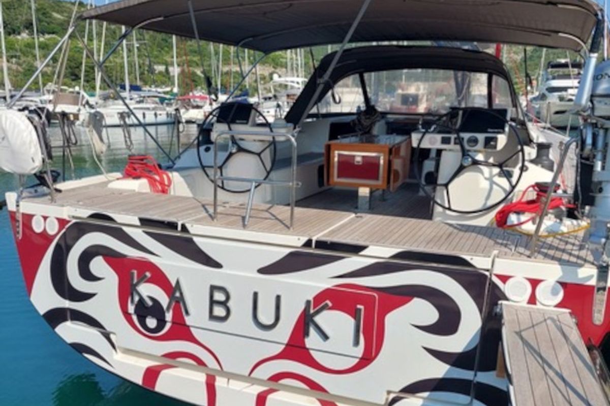 Deck of KABUKI, a Dufour 56 Exclusive sailboat at Primošten, Croatia