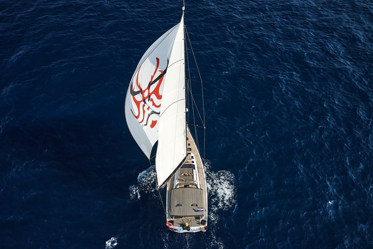 Exterior view of KABUKI, a Dufour 56 Exclusive sailboat at Primošten, Croatia