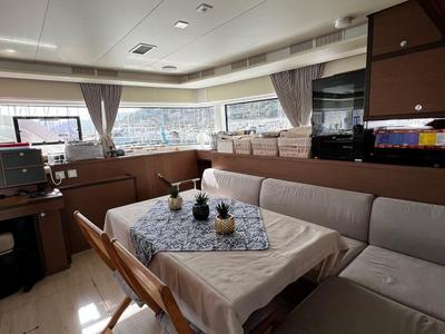 Salon of SAILUXE - Samoa, a Lagoon 52F catamaran at Capo d'Orlando, Italy