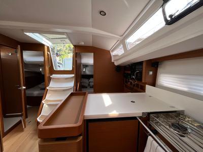 Galley of Art Vandelay, a Jeanneau Sun Odyssey 440 sailboat at Općina Marina, Croatia