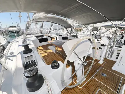 Cockpit of Ladies G, a Hanse Yachts Hanse 508 sailboat at Grad Šibenik, Croatia
