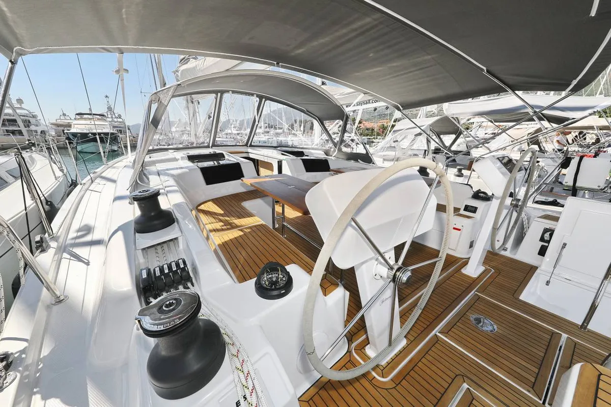 Cockpit of Ladies G, a Hanse Yachts Hanse 508 sailboat at Grad Šibenik, Croatia