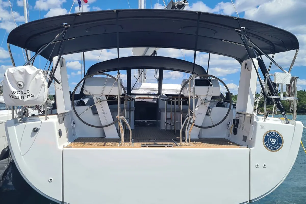 Exterior view of Ladies G, a Hanse Yachts Hanse 508 sailboat at Grad Šibenik, Croatia