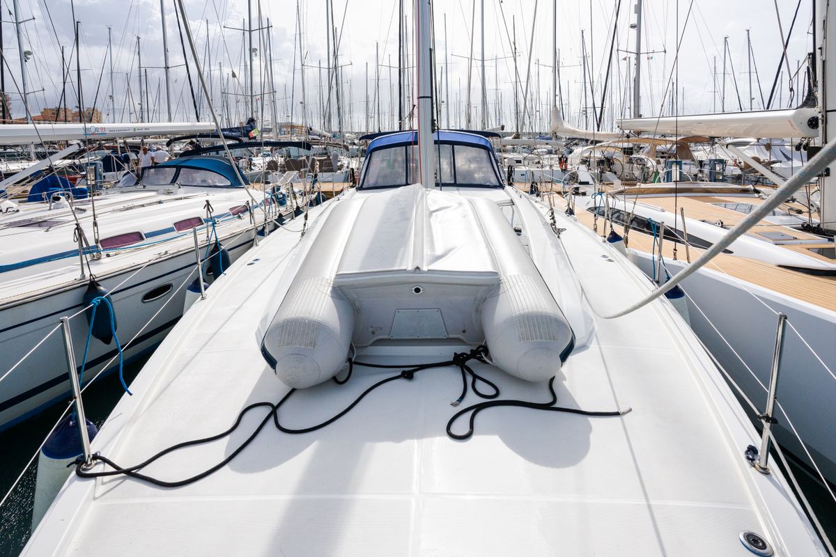 Deck of Agape - Premium line, a Beneteau Oceanis 51.1 sailboat at Rosignano Solvay, Italy