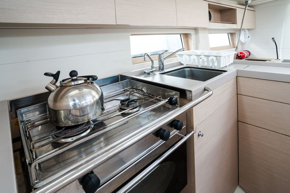 Galley of Agape - Premium line, a Beneteau Oceanis 51.1 sailboat at Rosignano Solvay, Italy