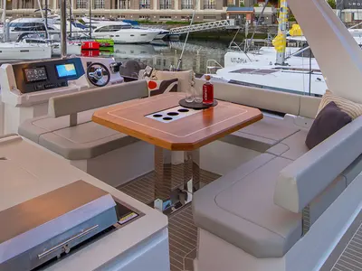 Deck of Moorings 403 PC Exclusive Plus, a Leopard 40 PC catamaran at La Paz, Mexico