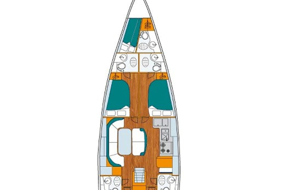 Galley of INTERMEZZO, a Beneteau 50 sailboat at Sithonia Municipal Unit, Greece