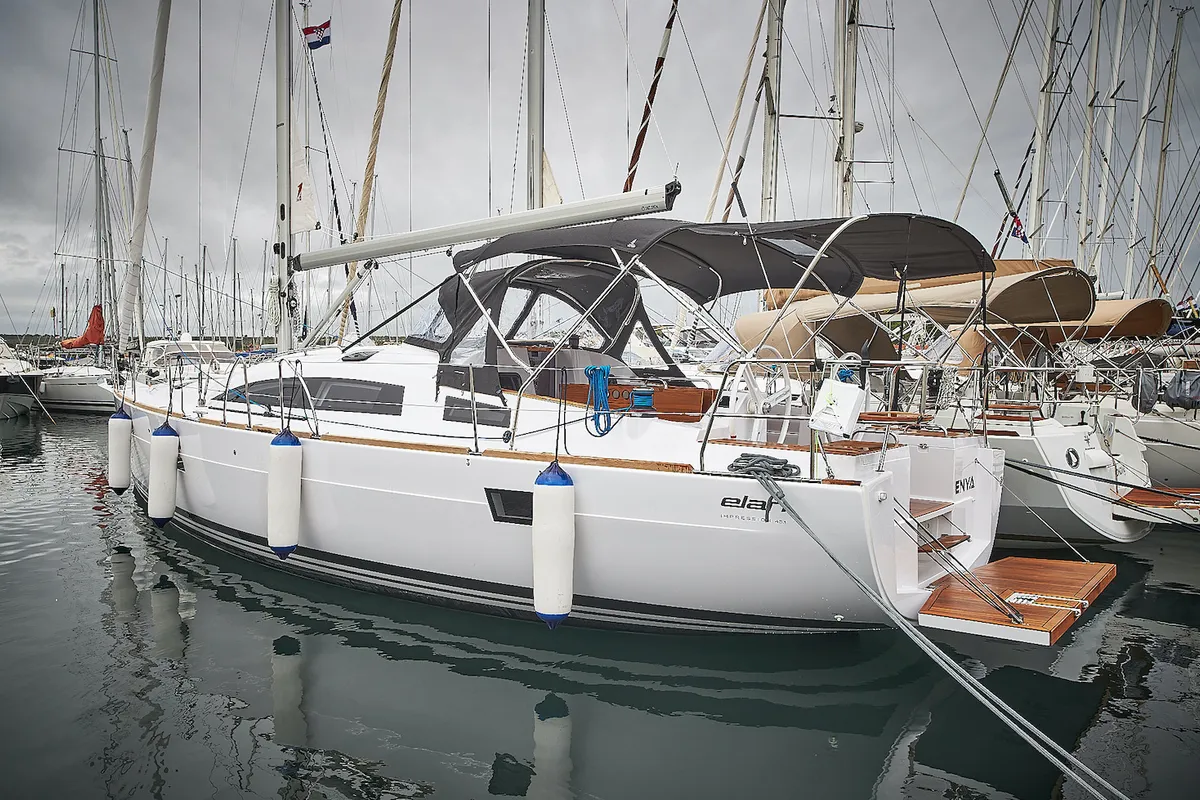 Enya, a Elan Impression 45.1 sailboat at Grad Biograd na Moru, Croatia