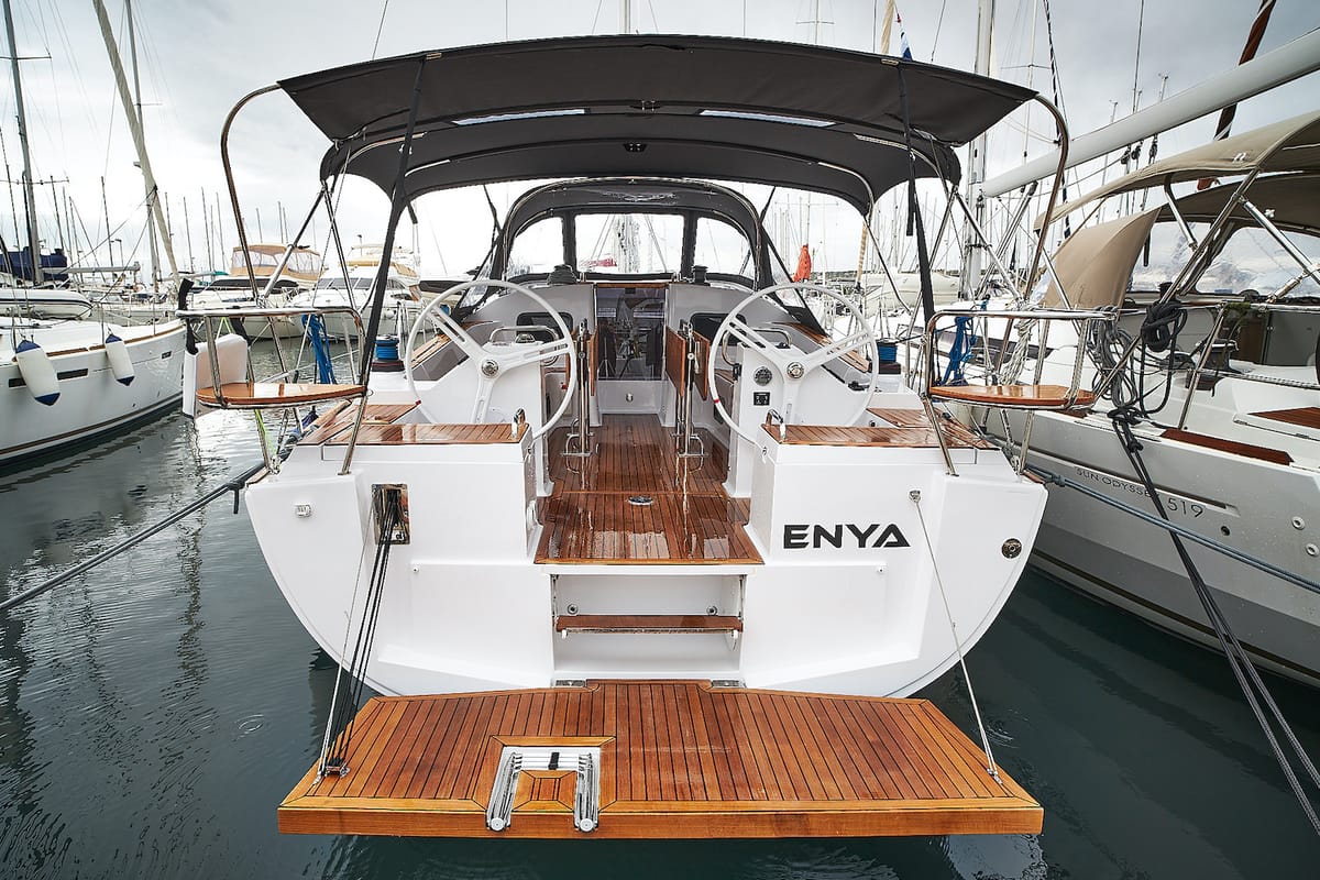 Enya, a Elan Impression 45.1 sailboat at Grad Biograd na Moru, Croatia