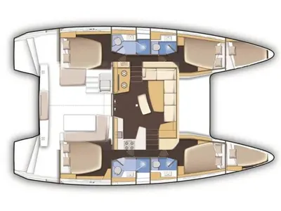 Floor plan of L42-20A, a Lagoon 42 catamaran at Athens, Greece