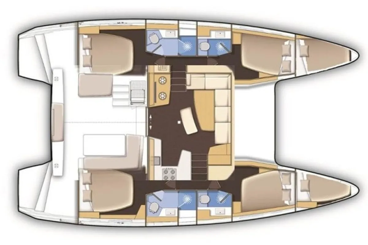 Floor plan of L42-20A, a Lagoon 42 catamaran at Athens, Greece
