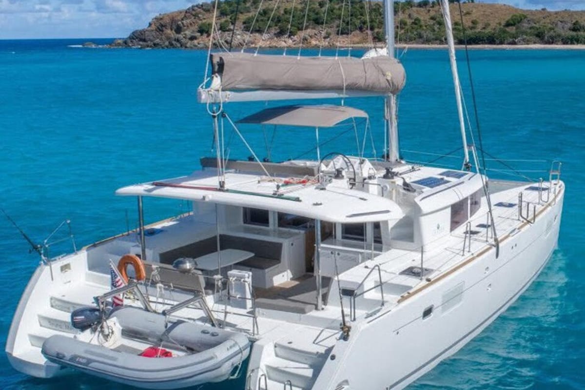 Exterior view of Bumbu, a Lagoon 450 catamaran at Pointe-à-Pitre, France