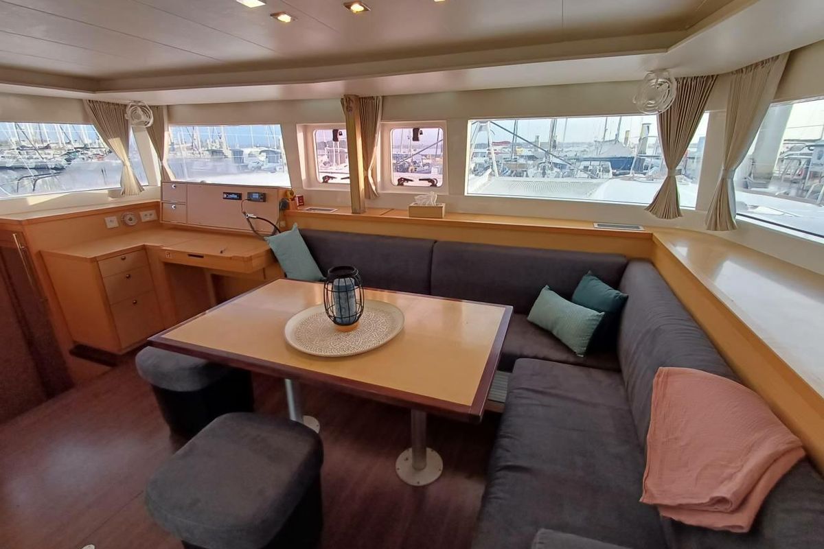 Salon of Bumbu, a Lagoon 450 catamaran at Pointe-à-Pitre, France