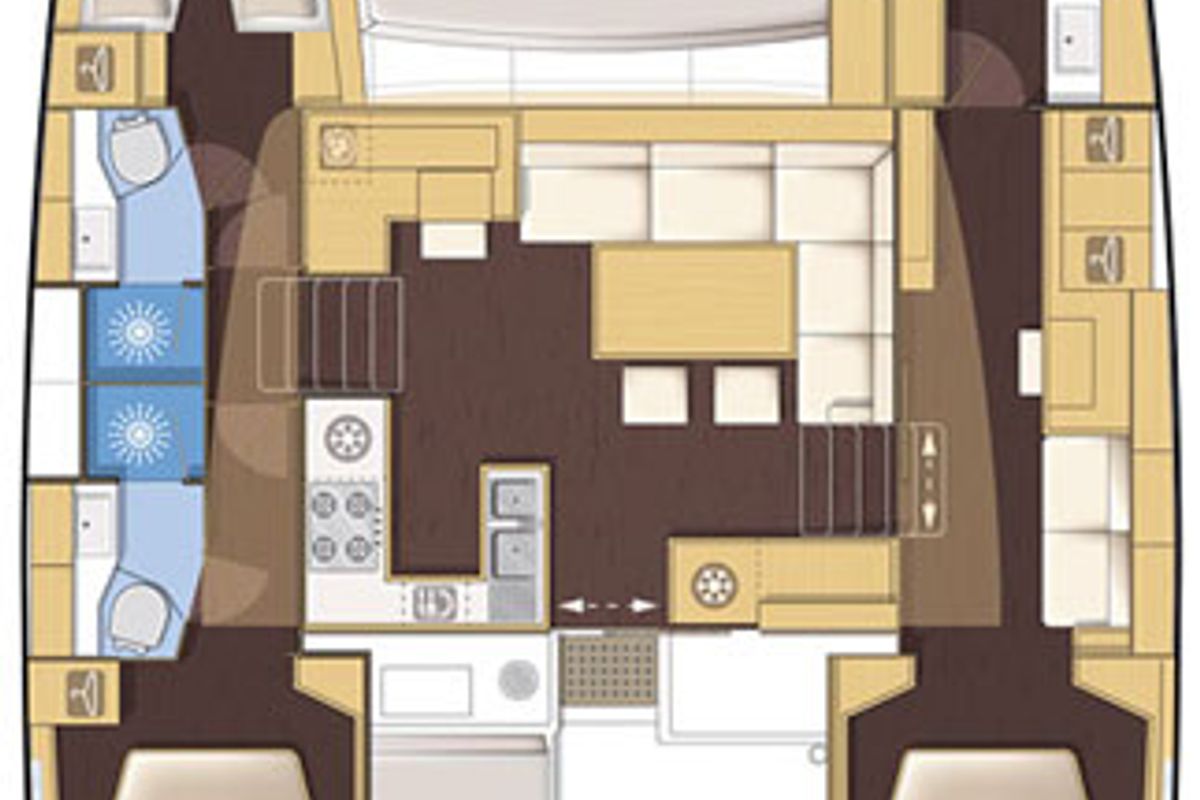 Floor plan of Bumbu, a Lagoon 450 catamaran at Pointe-à-Pitre, France