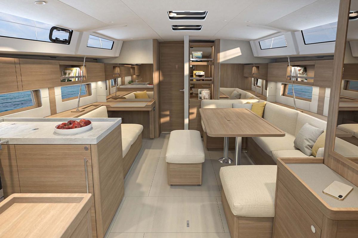 Salon of AUGUST, a Beneteau Oceanis 47 sailboat at Athens, Greece